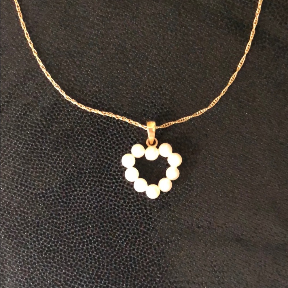Vintage Pearl Heart Necklace